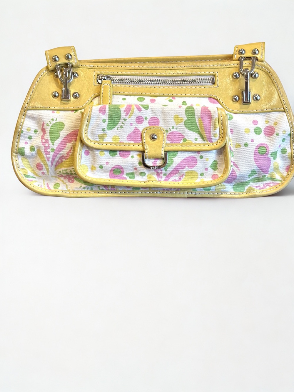 Rafe New York Y2K Floral Canvas Leather Shoulder Bag Monkey Lining
